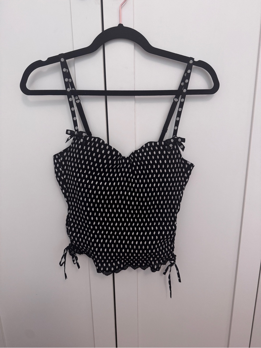 Vintage polka dot bustier with matching sheer cover